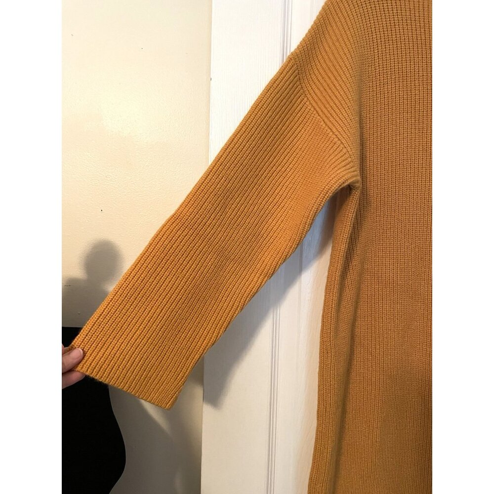 New Zara Women's Mock Neck Long Sweater Dress Small Gold Yellow Minimalist - Picture 3 of 8